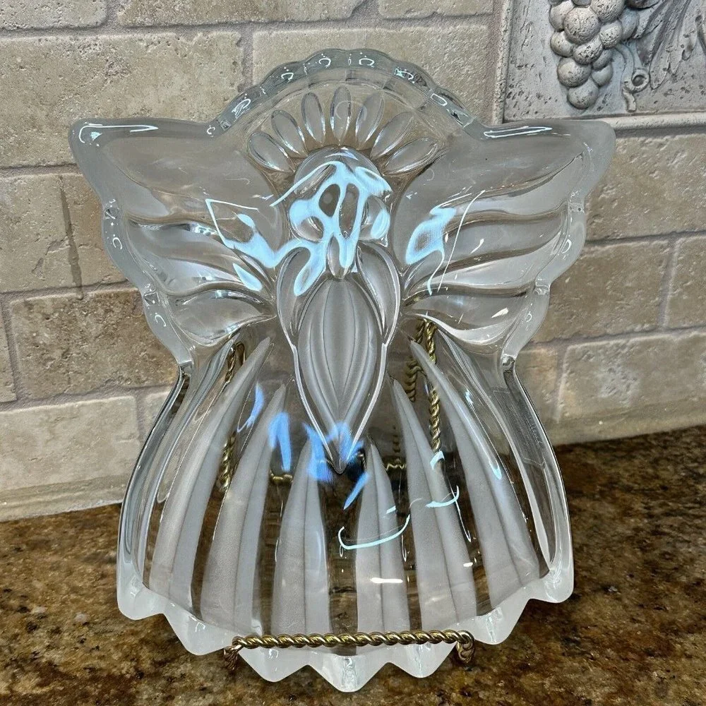 Gorham Crystal‎ Holiday Traditions Angel Of Peace 8.5 Inch Candy Dish NWT Box